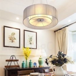 Designer Touch Decorative Drum 4 Light Pendant Modern Light with Fabric Shade