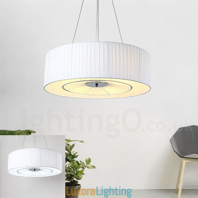 Designer Touch Decorative Drum 4 Light Pendant Modern Light with Fabric Shade