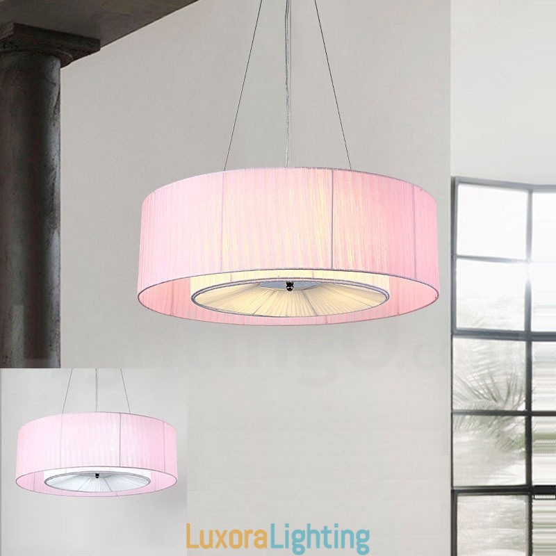 Designer Touch Decorative Drum 4 Light Pendant Modern Light with Fabric Shade