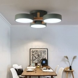 Designer Touch Decorative Wood Chandelier Modern Contemporary Nordic Style Flush Mount Ceiling Light with Acrylic Shade