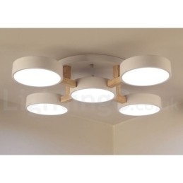 Designer Touch Decorative Wood Chandelier Modern Contemporary Nordic Style Flush Mount Ceiling Light with Acrylic Shade