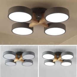 Designer Touch Decorative Wood Chandelier Modern Contemporary Nordic Style Flush Mount Ceiling Light with Acrylic Shade