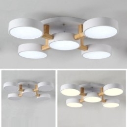 Designer Touch Decorative Wood Chandelier Modern Contemporary Nordic Style Flush Mount Ceiling Light with Acrylic Shade