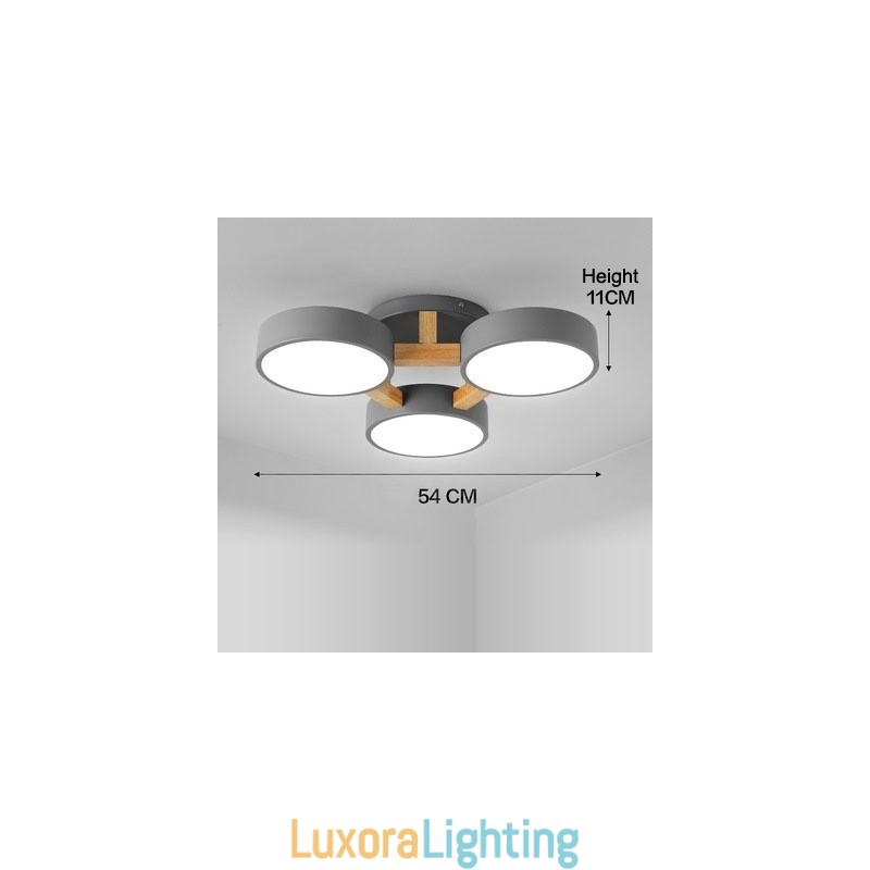 Designer Touch Decorative Wood Chandelier Modern Contemporary Nordic Style Flush Mount Ceiling Light with Acrylic Shade