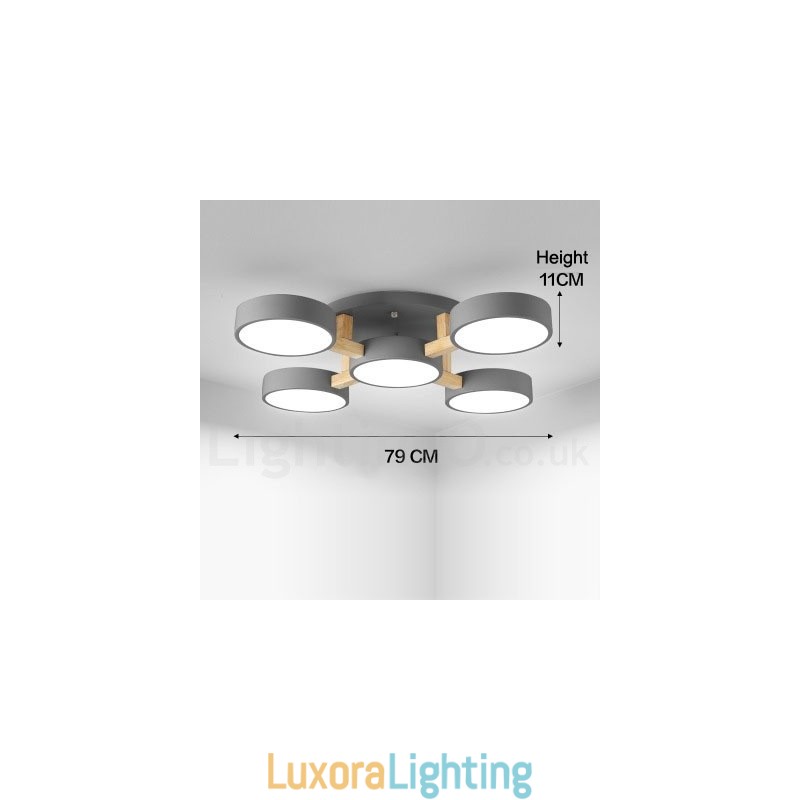 Designer Touch Decorative Wood Chandelier Modern Contemporary Nordic Style Flush Mount Ceiling Light with Acrylic Shade
