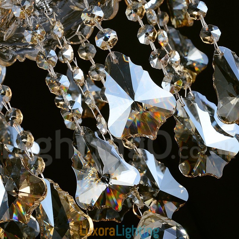 Designer Touch Decorative 6 Lights Retro Cognac Color K9 Crystal Modern Chandelier