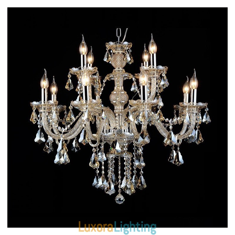 Designer Touch Decorative 12 Lights Retro Cognac Color K9 Crystal Modern Chandelier