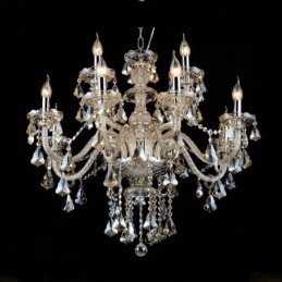 Designer Touch Decorative 12 Lights Retro Cognac Color K9 Crystal Modern Chandelier