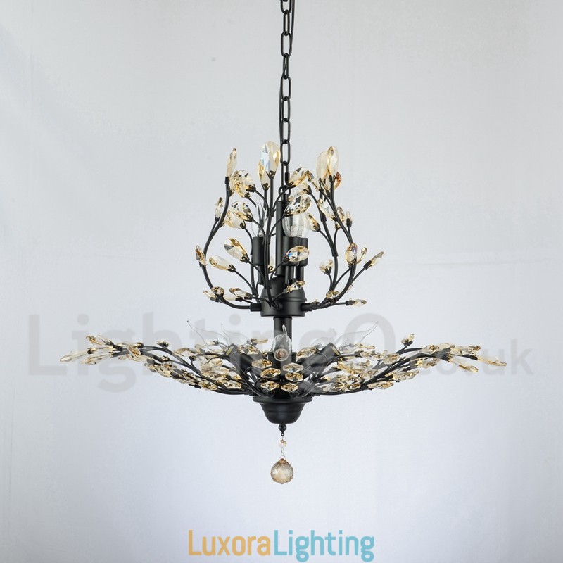 Designer Touch Decorative Crystal Iron Painting Chandelier with Crystal Modern Lighting Lamp