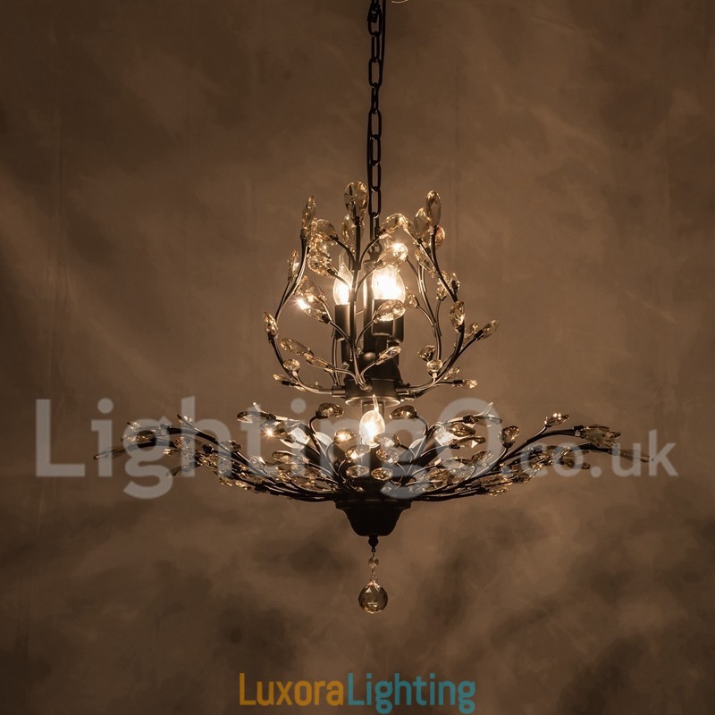Designer Touch Decorative Crystal Iron Painting Chandelier with Crystal Modern Lighting Lamp