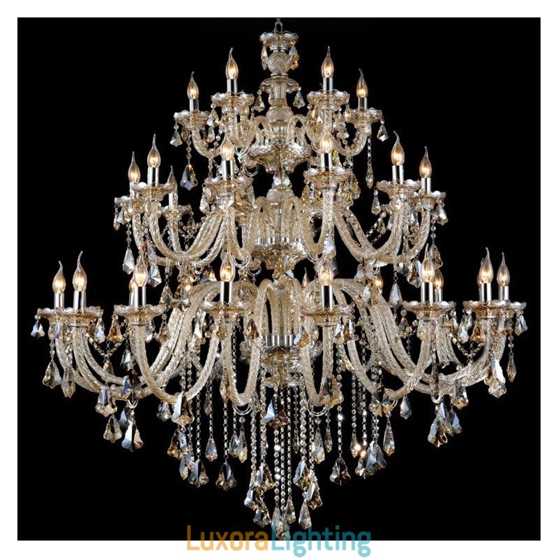 Designer Touch Decorative Extra Large 3 Tiers Retro Cognac Color K9 Crystal Modern Luxurious Chandelier