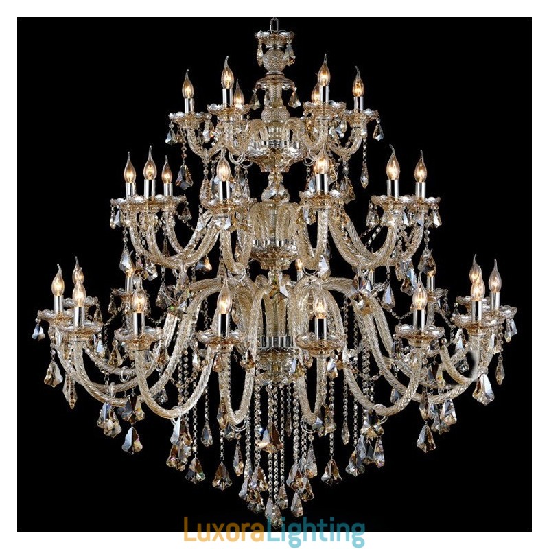Designer Touch Decorative Extra Large 3 Tiers Retro Cognac Color K9 Crystal Modern Luxurious Chandelier