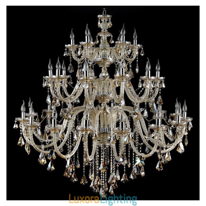 Designer Touch Decorative Extra Large 3 Tiers Retro Cognac Color K9 Crystal Modern Luxurious Chandelier