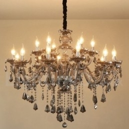 Designer Touch Decorative 18 Lights Retro Grey Color K9 Crystal Candle Large Chandelier