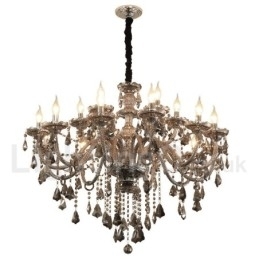 Designer Touch Decorative 18 Lights Retro Grey Color K9 Crystal Candle Large Chandelier