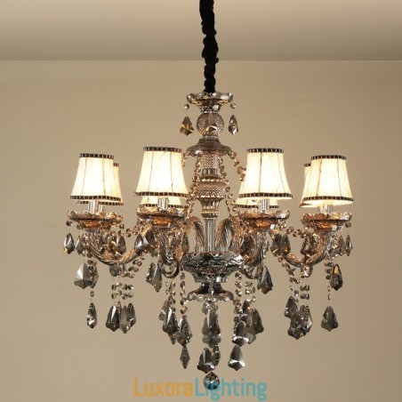 Designer Touch Decorative 8 Lights Retro Grey Color K9 Crystal Candle Chandelier