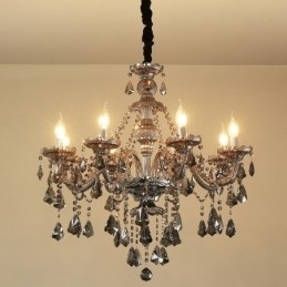 Designer Touch Decorative 8 Lights Retro Grey Color K9 Crystal Candle Chandelier