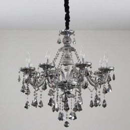 Designer Touch Decorative 8 Lights Retro Grey Color K9 Crystal Candle Chandelier