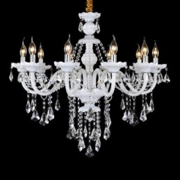 Designer Touch Decorative Retro White Colour K9 Clear Crystal Candle Chandelier
