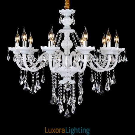 Designer Touch Decorative Retro White Colour K9 Clear Crystal Candle Chandelier