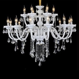 Designer Touch Decorative 15 Lights Retro White Colour K9 Clear Crystal Candle Chandelier