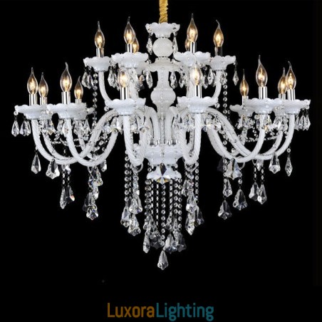 Designer Touch Decorative 15 Lights Retro White Colour K9 Clear Crystal Candle Chandelier