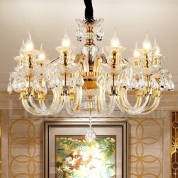 Designer Touch Decorative Retro Gold Colour K9 Clear Crystal Candle Chandelier