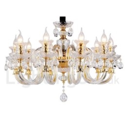 Designer Touch Decorative Retro Gold Colour K9 Clear Crystal Candle Chandelier