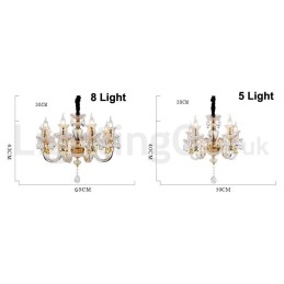 Designer Touch Decorative Retro Gold Colour K9 Clear Crystal Candle Chandelier
