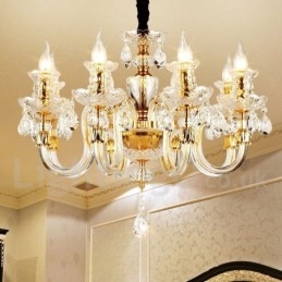 Designer Touch Decorative Retro Gold Colour K9 Clear Crystal Candle Chandelier
