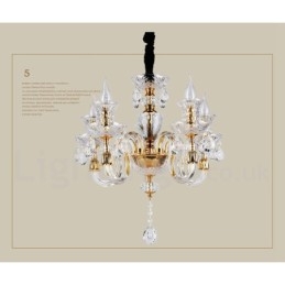 Designer Touch Decorative Retro Gold Colour K9 Clear Crystal Candle Chandelier