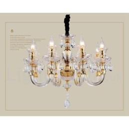 Designer Touch Decorative Retro Gold Colour K9 Clear Crystal Candle Chandelier