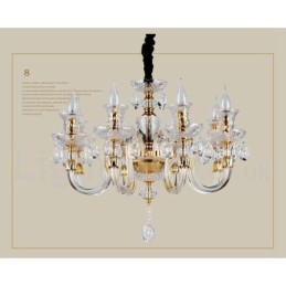 Designer Touch Decorative Retro Gold Colour K9 Clear Crystal Candle Chandelier