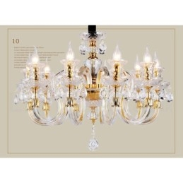 Designer Touch Decorative Retro Gold Colour K9 Clear Crystal Candle Chandelier