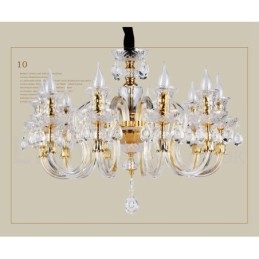 Designer Touch Decorative Retro Gold Colour K9 Clear Crystal Candle Chandelier