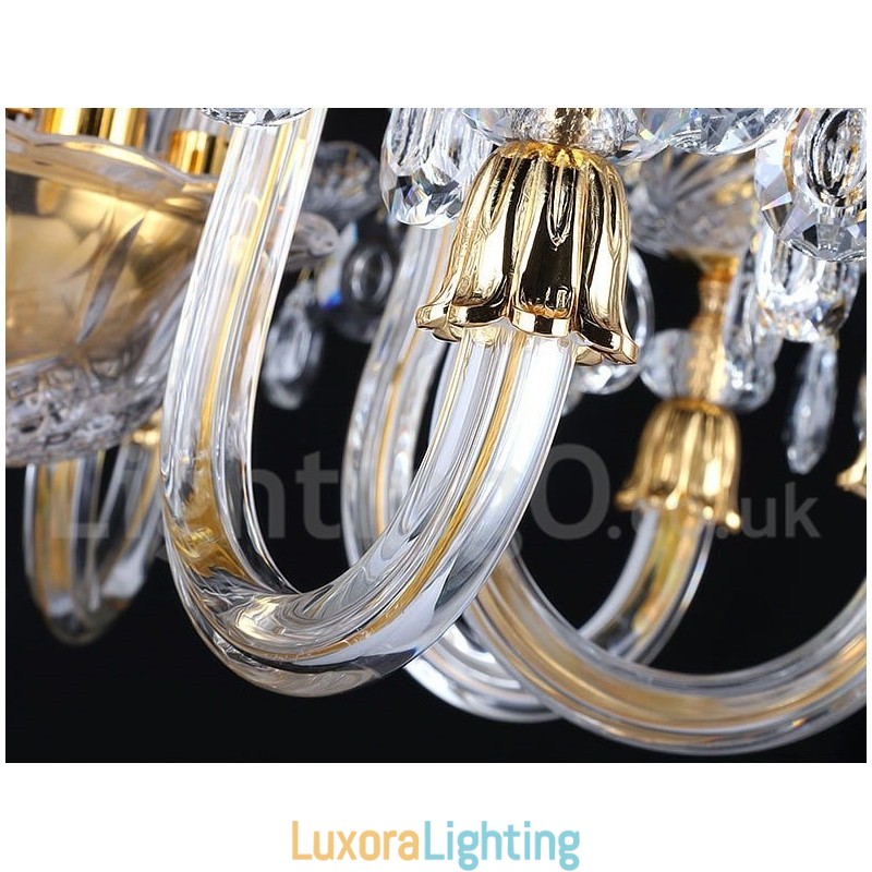 Designer Touch Decorative Retro Gold Colour K9 Clear Crystal Candle Chandelier