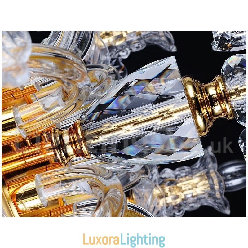 Designer Touch Decorative Retro Gold Colour K9 Clear Crystal Candle Chandelier