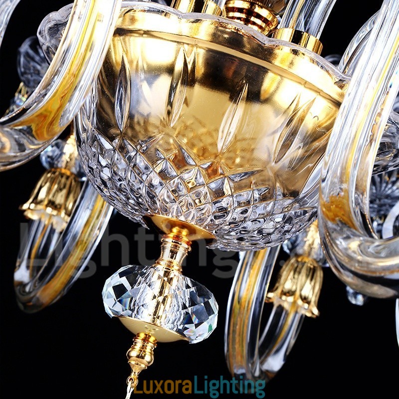 Designer Touch Decorative Retro Gold Colour K9 Clear Crystal Candle Chandelier