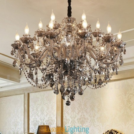 Designer Touch Decorative 18 Lights Retro Grey Colour K9 Crystal Candle Large Chandelier
