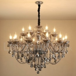 Designer Touch Decorative 18 Lights Retro Grey Colour K9 Crystal Candle Large Chandelier