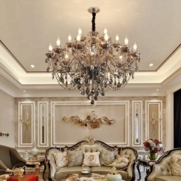 Designer Touch Decorative 18 Lights Retro Grey Colour K9 Crystal Candle Large Chandelier