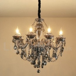 Designer Touch Decorative 8 Lights Retro Grey Colour K9 Crystal Candle Large Chandelier