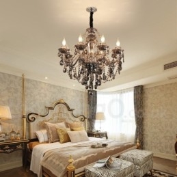 Designer Touch Decorative 8 Lights Retro Grey Colour K9 Crystal Candle Large Chandelier