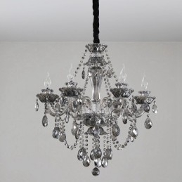 Designer Touch Decorative 6 Lights Retro Grey Colour K9 Crystal Candle Large Chandelier