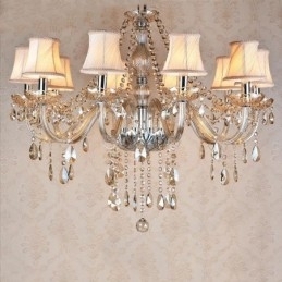 Designer Touch Decorative Cognac Colour Candle Large K9 Crystal Chandelier with Shades