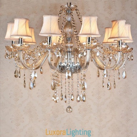 Designer Touch Decorative Cognac Colour Candle Large K9 Crystal Chandelier with Shades