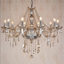 Designer Touch Decorative Cognac Colour Candle Large K9 Crystal Chandelier with Shades