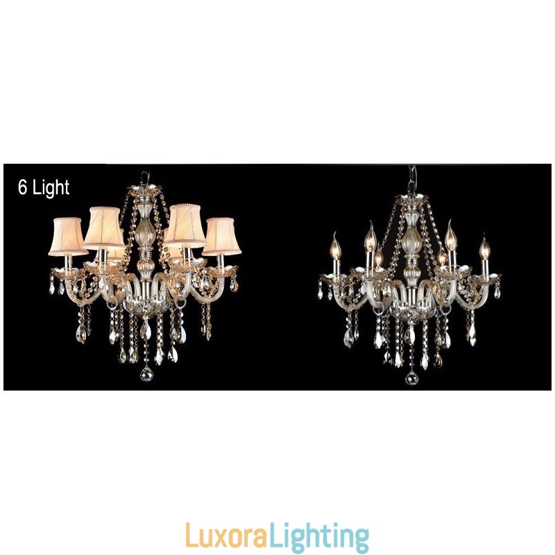 Designer Touch Decorative Cognac Colour Candle Large K9 Crystal Chandelier with Shades