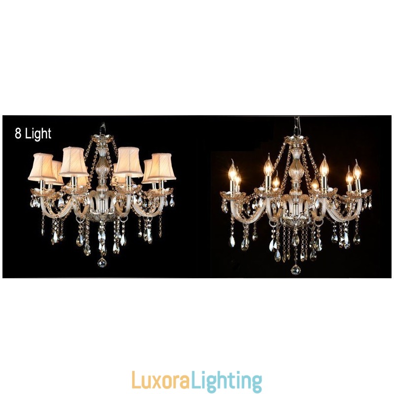 Designer Touch Decorative Cognac Colour Candle Large K9 Crystal Chandelier with Shades