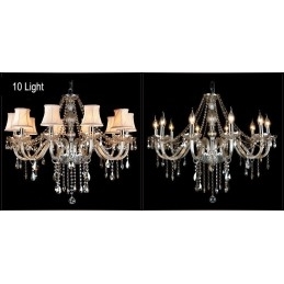 Designer Touch Decorative Cognac Colour Candle Large K9 Crystal Chandelier with Shades
